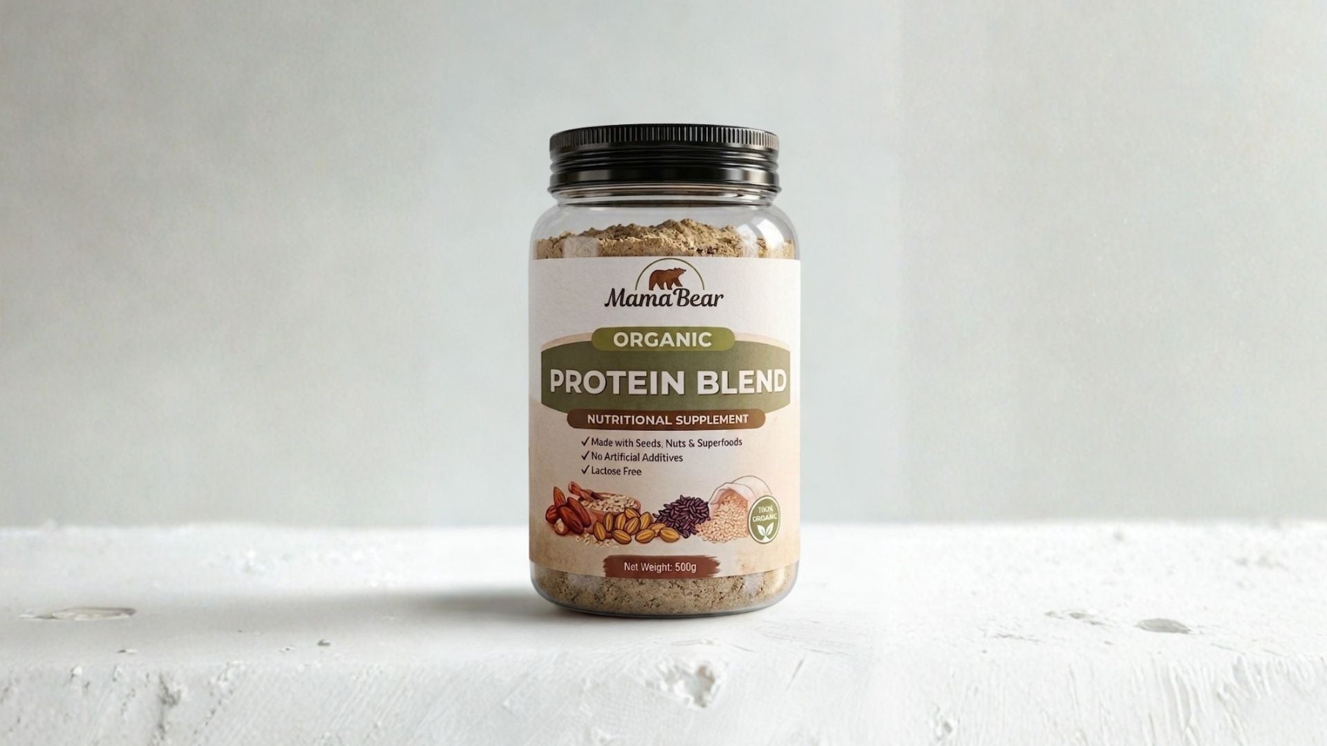 MamaBear Organic Protein Blend – Plant-Based Superfood Supplement (500g)